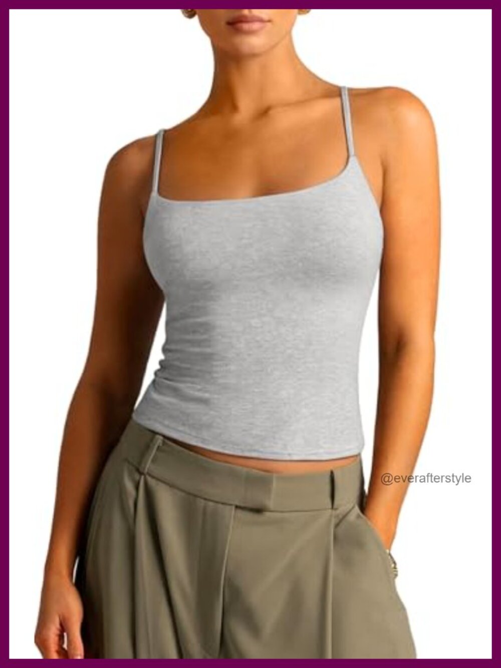 Women Cotton Double Layer Unpadded Cami Tank Top Square Neck Sleeveless